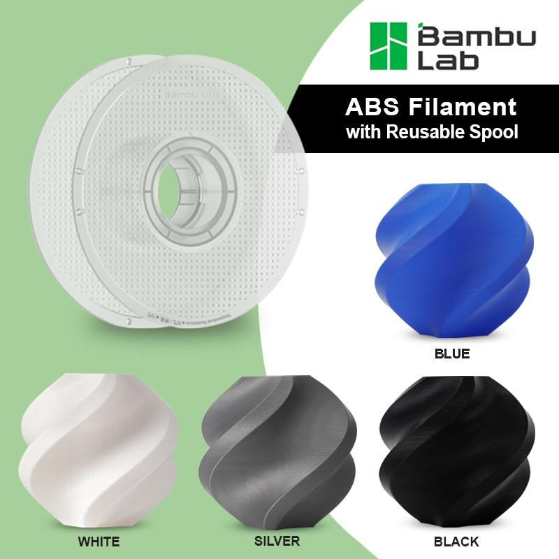 Bambu Lab ABS - 1.75mm, 1kg, 10 Colors (with Reusable Spool)