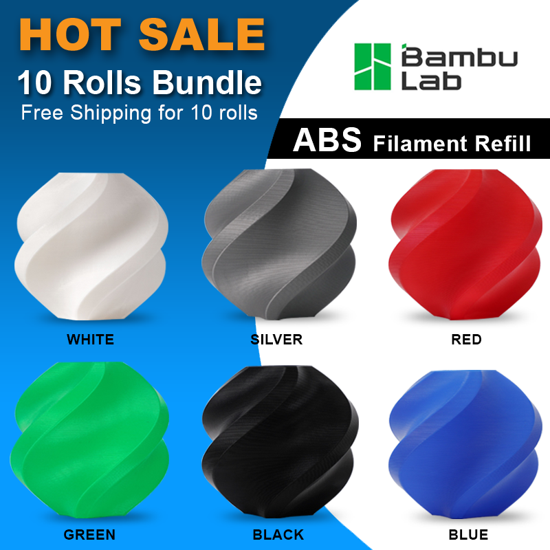 Bambu Lab ABS -  Refill (Without spool) 10 Rolls Bundle [FREE Shipping]