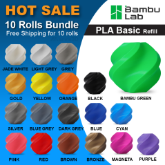Bambu Lab Filament PLA Basic - Refill Without spool -  10 Rolls Bundle - Free Shipping