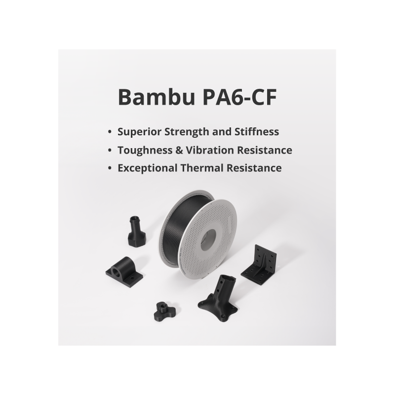 Bambu Lab Filament PA6-CF - 1.75mm, 500g - Black - (with Reusable Spool)