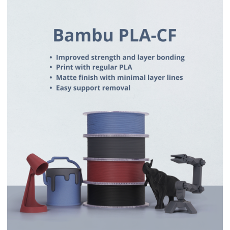 Bambu Lab Filament PLA-CF - 1.75mm, 1kg - Black - (Refill - No Spool)