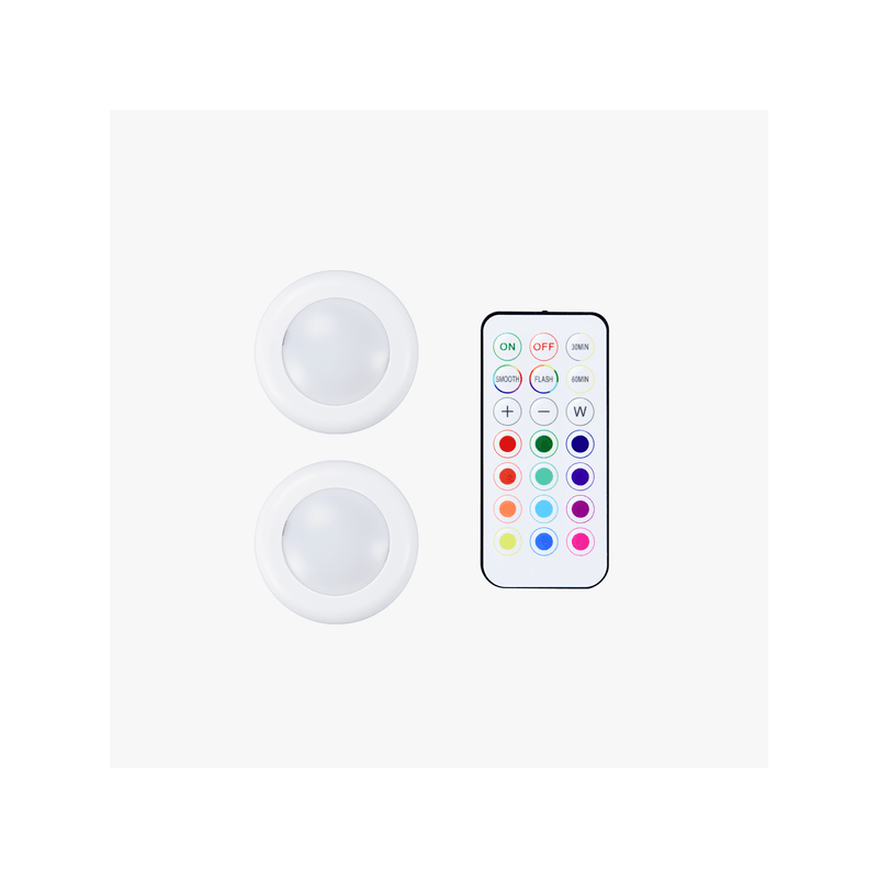 Bambu Lab Remote Controlled 16-color RGBW Puck Lights, 2pcs