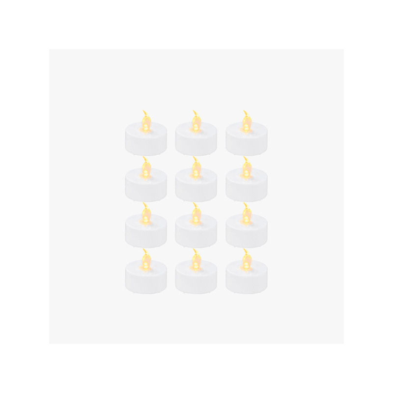 Bambu Lab D37.2x36.6mm LED Flame Tea Light Candle Set Set Warm Yellow (12pcs) B-KC008