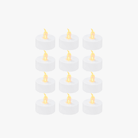 Bambu Lab D37.2x36.6mm LED Flame Tea Light Candle Set Set Warm Yellow (12pcs) B-KC008