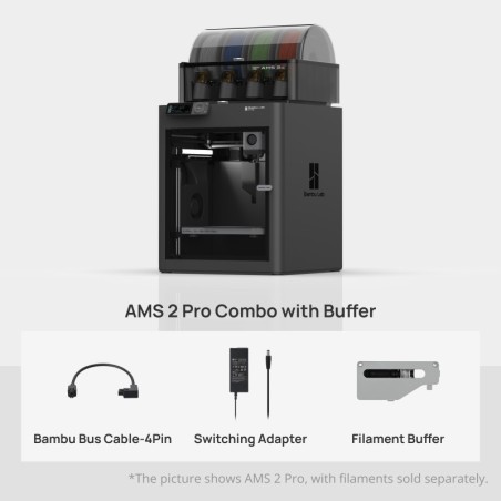 Bambu Lab P1S 3D Printer Combo With AMS 2 Pro Included - 256 x 256 x 256 MM