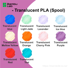 Bambu Lab Filament PLA Translucent 1KG –1.75mm– With Spool (10 Colors Available)