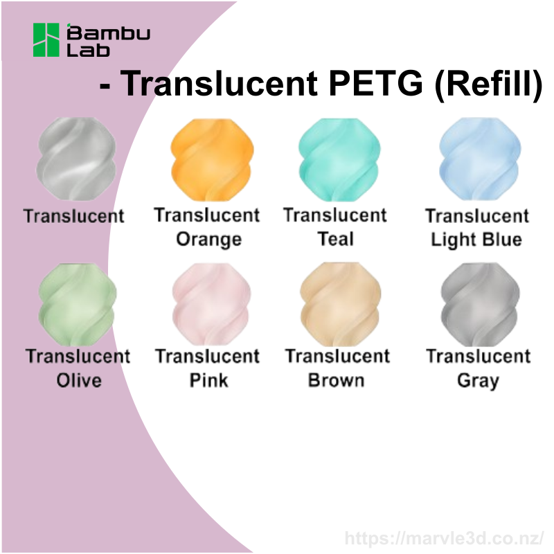 Bambu Lab Filament PETG Translucent 1KG –1.75mm– Without Spool (Refill)