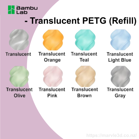 Bambu Lab Filament PETG Translucent 1KG –1.75mm– Without Spool (Refill)