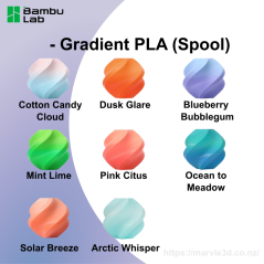 Bambu Lab Filament PLA Basic Gradient - 1.75mm, 1kg, 8 Colors (with Reusable Spool)