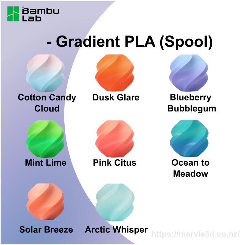 Bambu Lab Filament PLA Basic Gradient - 1.75mm, 1kg, 8 Colors (with Reusable Spool)