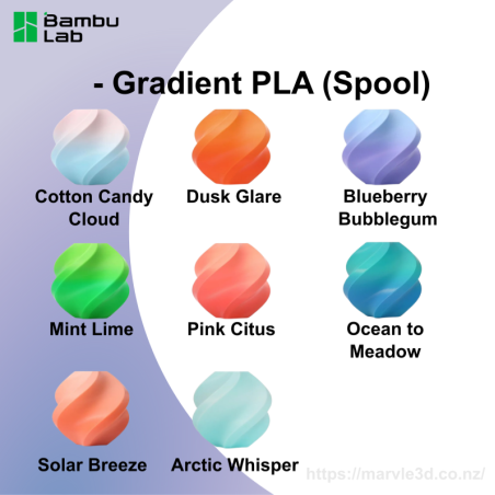 Bambu Lab Filament PLA Basic Gradient - 1.75mm, 1kg, 8 Colors (with Reusable Spool)