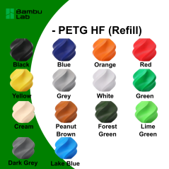Bambu Lab Filament PETG HF - 1.75mm, 1kg - 14 Colors - (Refill - No Spool)