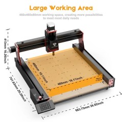 Twotrees TTC450 PRO High-Precision CNC Router for Wood, Acrylic, and Metal Engraving 460x460x80mm