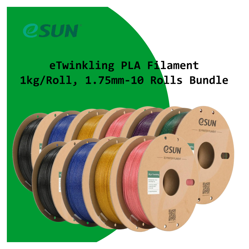 eSUN eTwinkling PLA Filament - 1kg/Roll, 1.75mm-10 Rolls Bundle [Free Shipping]