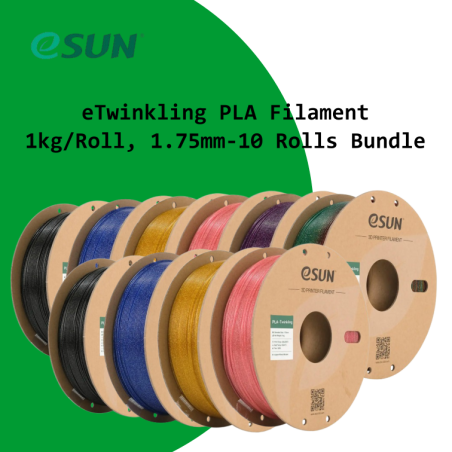 eSUN eTwinkling PLA Filament - 1kg/Roll, 1.75mm-10 Rolls Bundle [Free Shipping]
