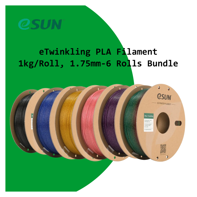 eSUN eTwinkling PLA Filament - 1kg/Roll, 1.75mm-6 Rolls Bundle