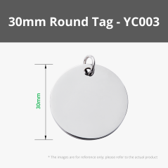 Round Stainless Steel Tag 30MM (5pcs) for Laser Engraving [B-YC003]