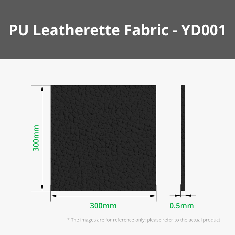 Pebbled PU Leatherette Fabric Black (5pcs) for Laser Cutting & Engraving, Blade Cutting [B-YD001]